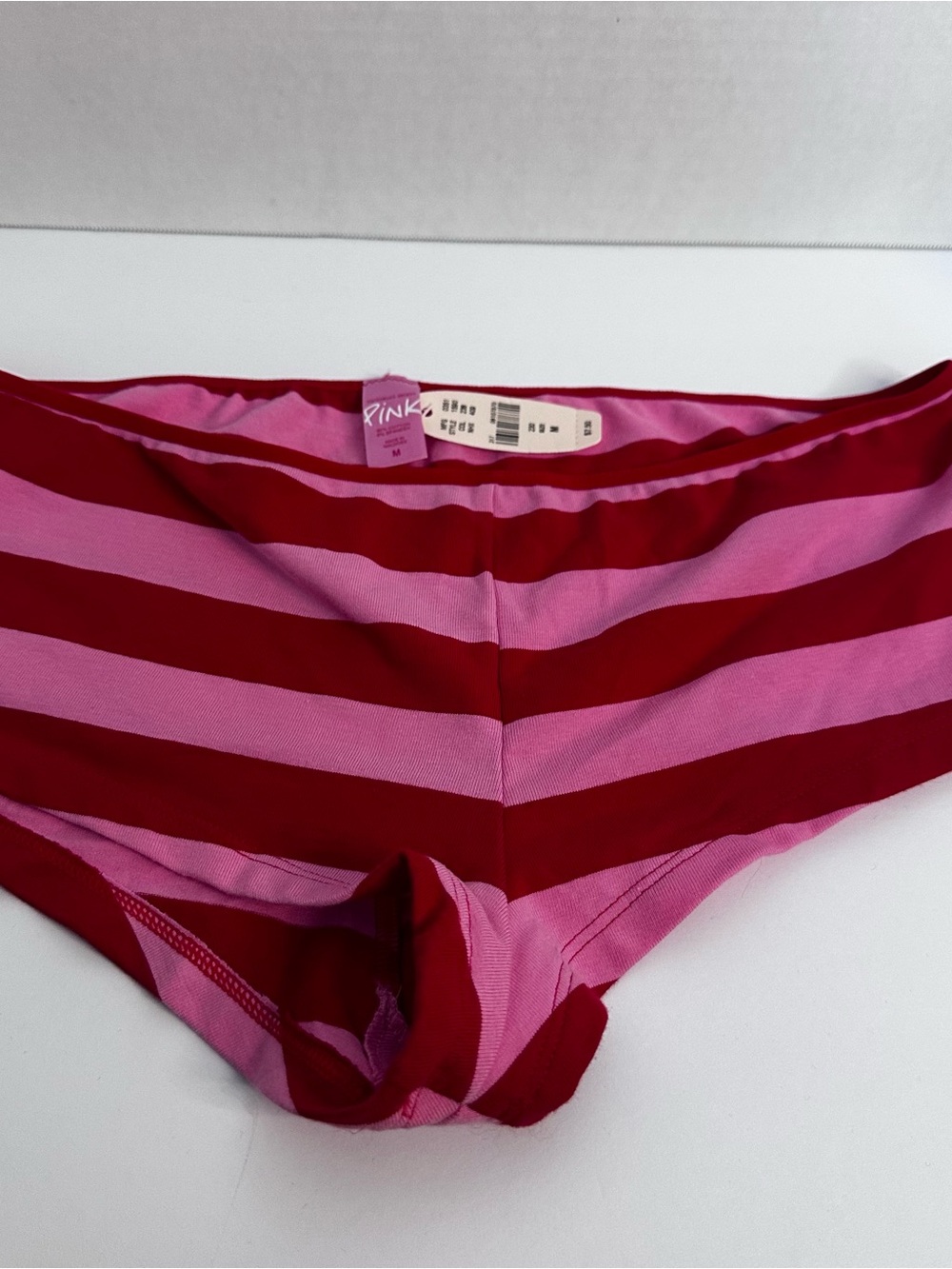 Y2K Victoria’s Secret PINK BoyShorts NWT Size M Red Pink Striped Rare - Picture 12 of 12